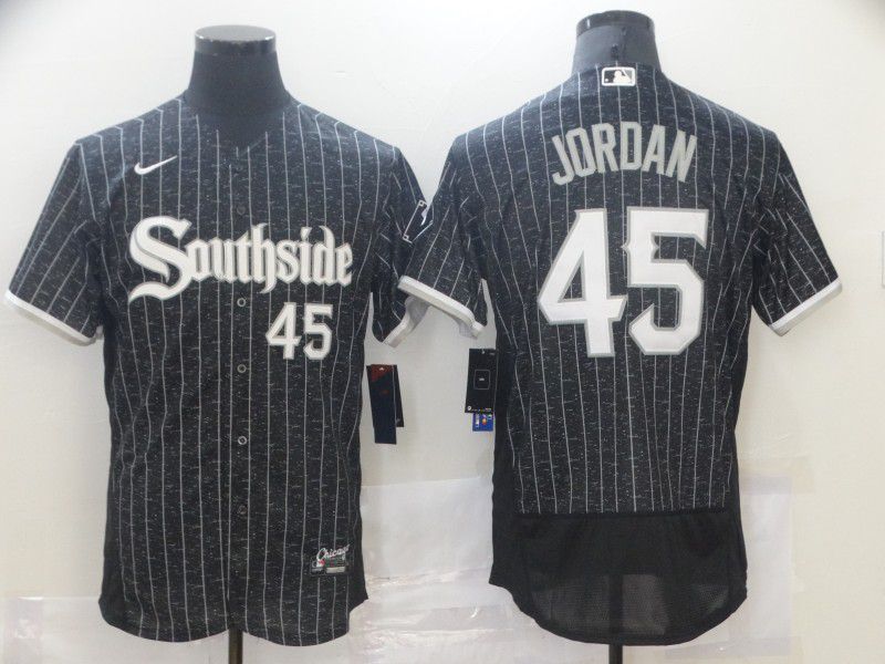 Men Chicago White Sox #45 Jordan Black City Edition Nike Elite 2021 MLB Jersey